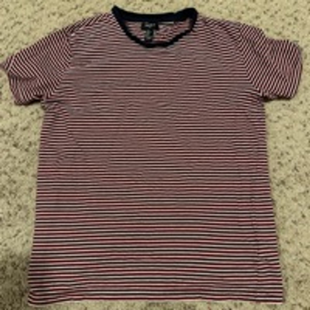 Men's Forever 21 T-Shirt, Size L, Red & White and Navy Striped